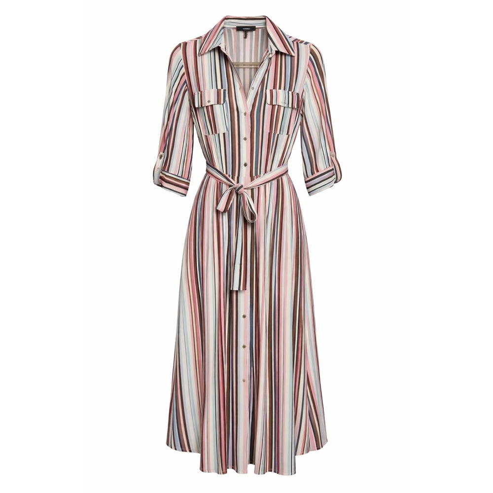 Torrid 1X Multicolor Striped Shirt Dress Tie Waist Button Front Midi Dress